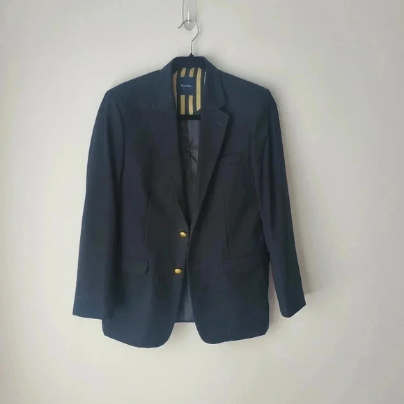 Nautica oversized navy blue gold button nautical - Picture 11 of 11